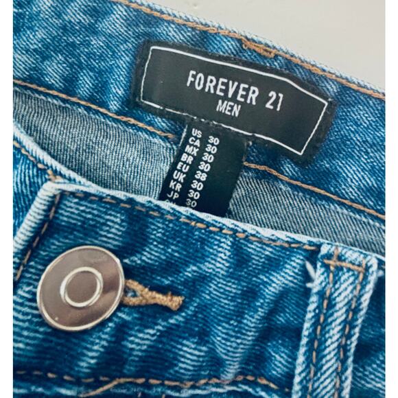 Forever 21 Men's Moto Distressed Skinny Jeans, Sz 30 Vintage bBlue - Picture 4 of 7